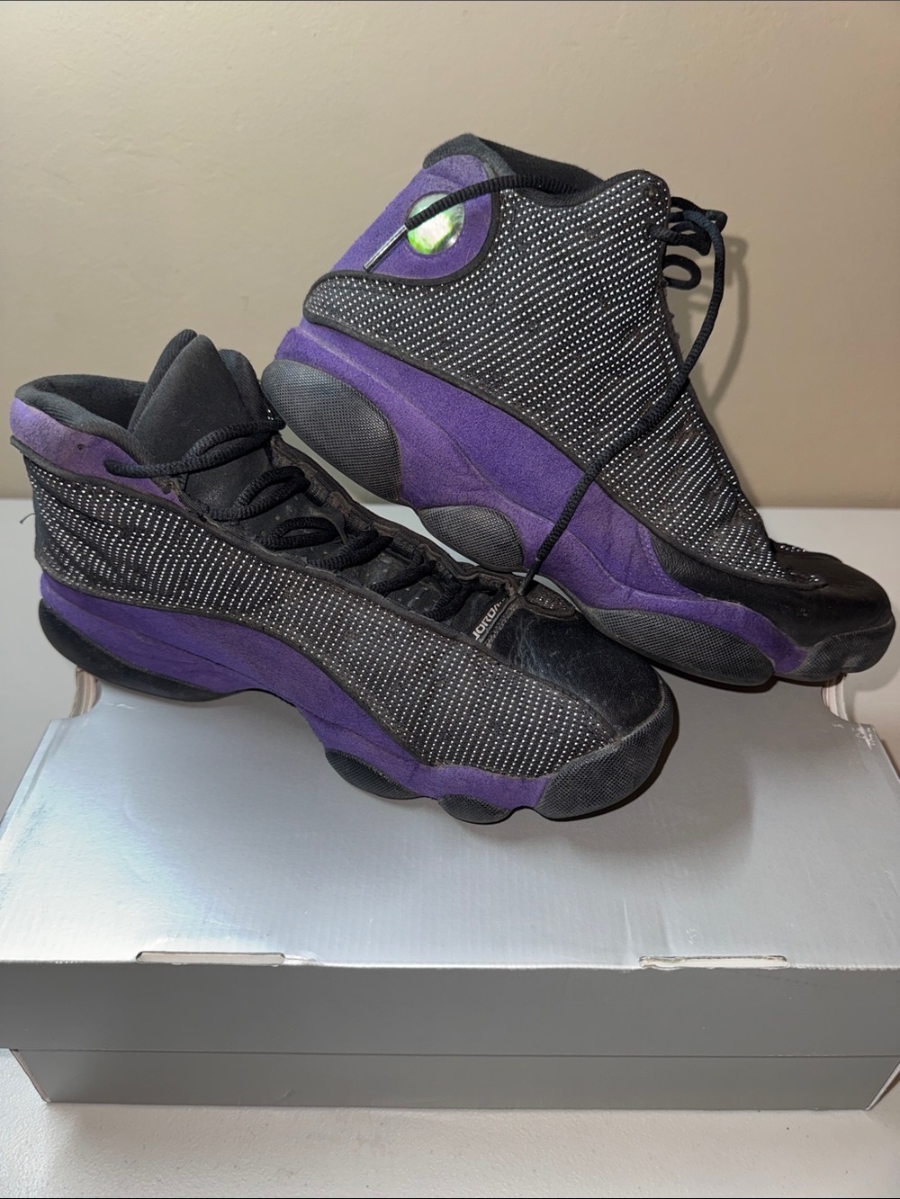 Jordan Retro High-Top Sneakers in Black and Purple